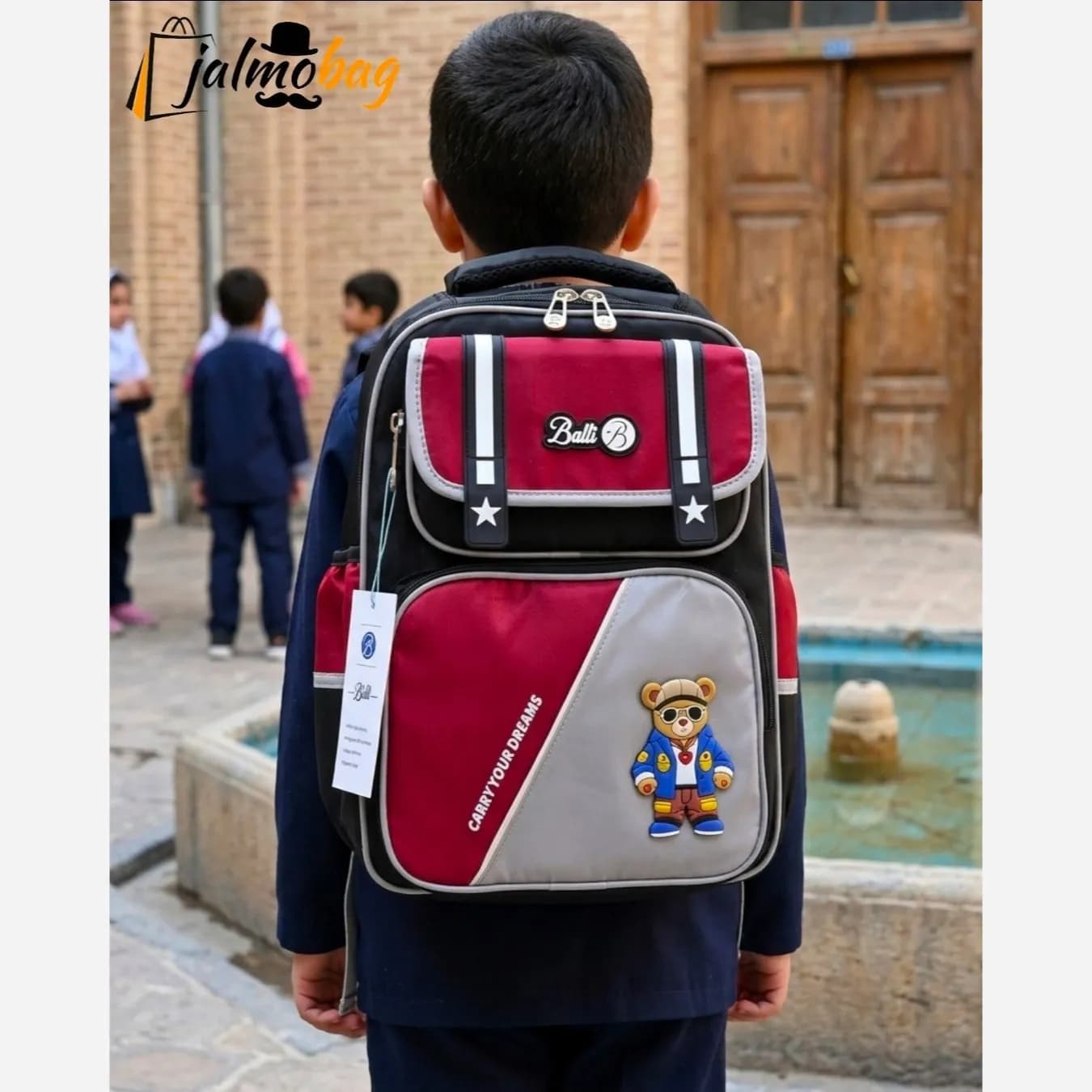 کوله پشتی پسرانه طرح تدی مناسب پیش دبستانی و دبستان پارچه خارجی وارداتی — تصویر ۴