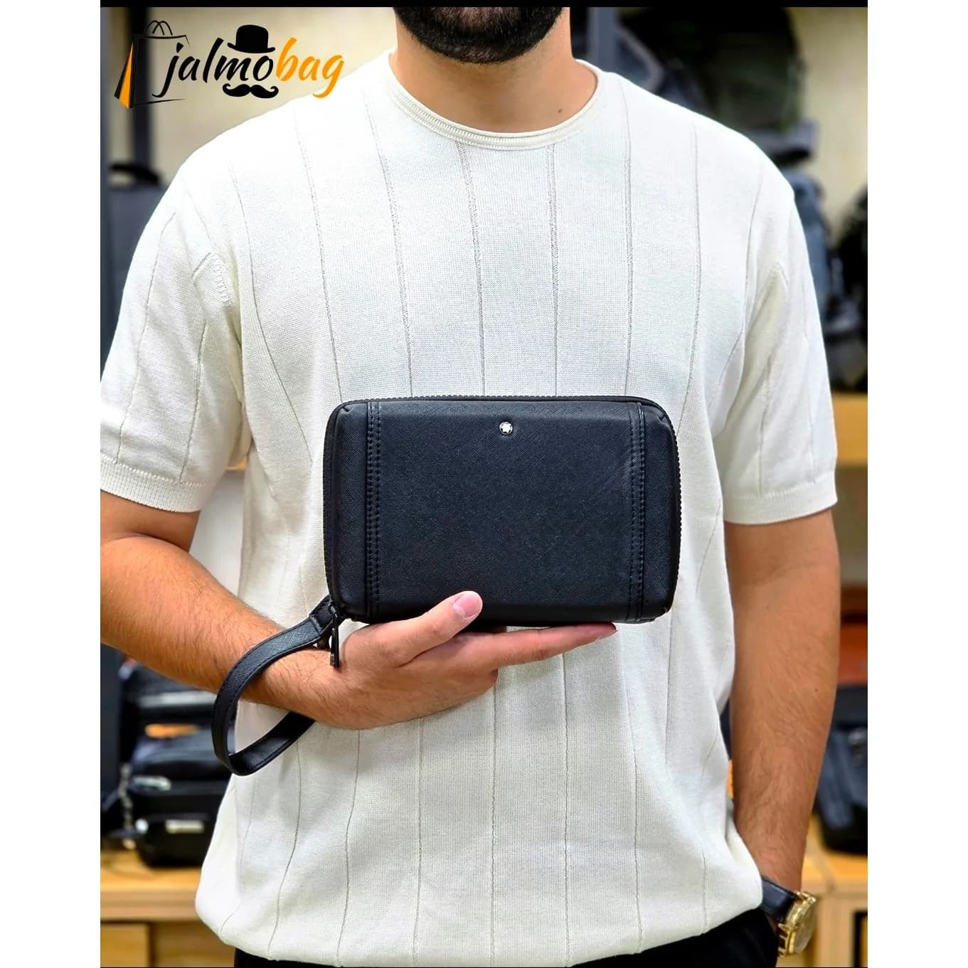 کیف دستی پاسپورتی مونت بلانک چرم وارداتی — تصویر ۵