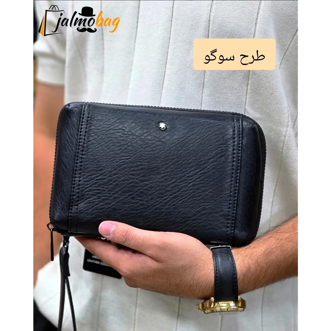 کیف دستی پاسپورتی مونت بلانک چرم وارداتی — تصویر ۶