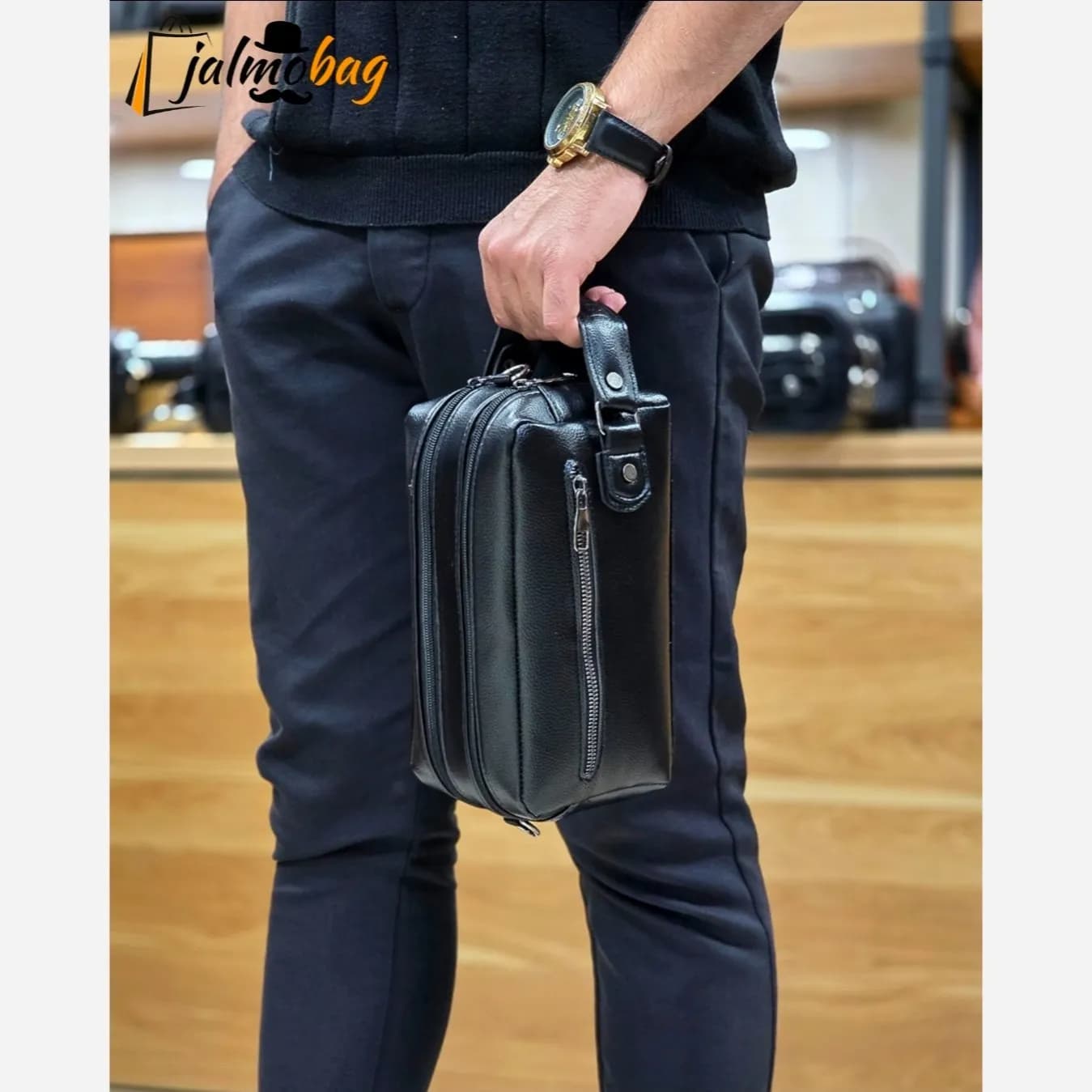 کیف دستی دوشی مردانه چرم وارداتی شوزبگ — تصویر ۳