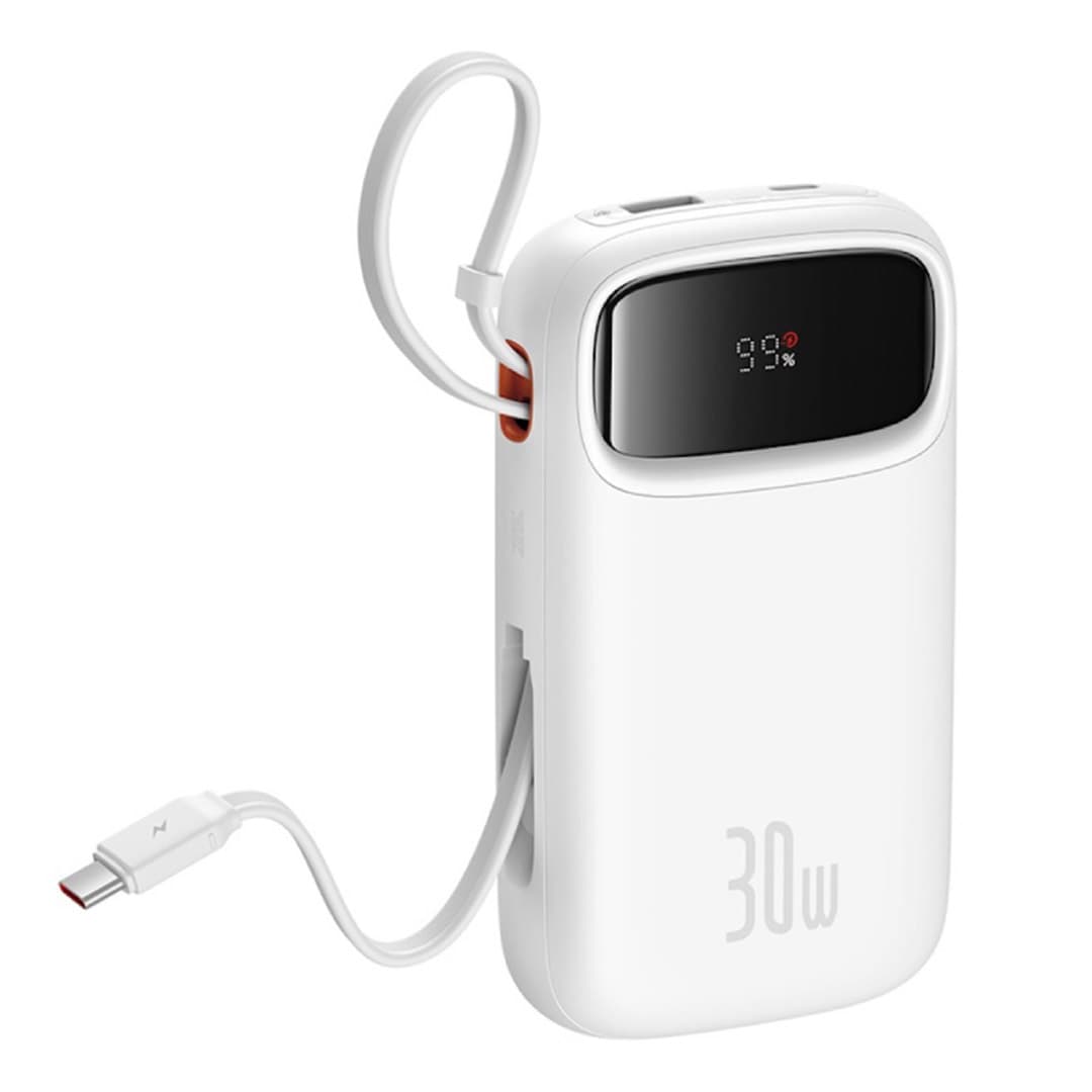 پاوربانک 20000 بیسوس Baseus QPow 2 P10055009213-00 توان 30 وات با کابل متصل