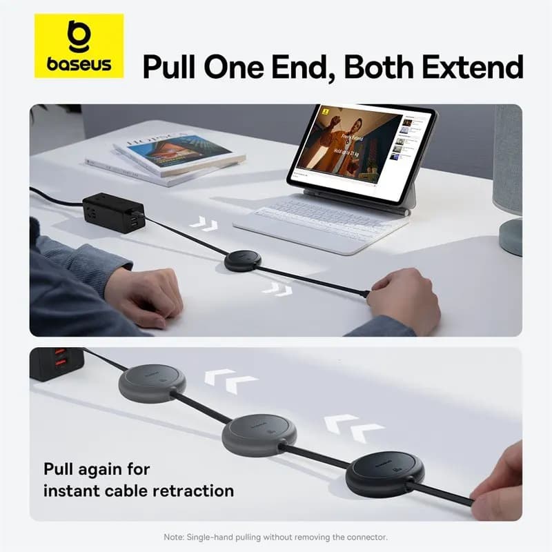 کابل تبدیل USB-C به USB-C باسئوس مدل Free2Pull Mini 60W طول 1 متر — تصویر ۹
