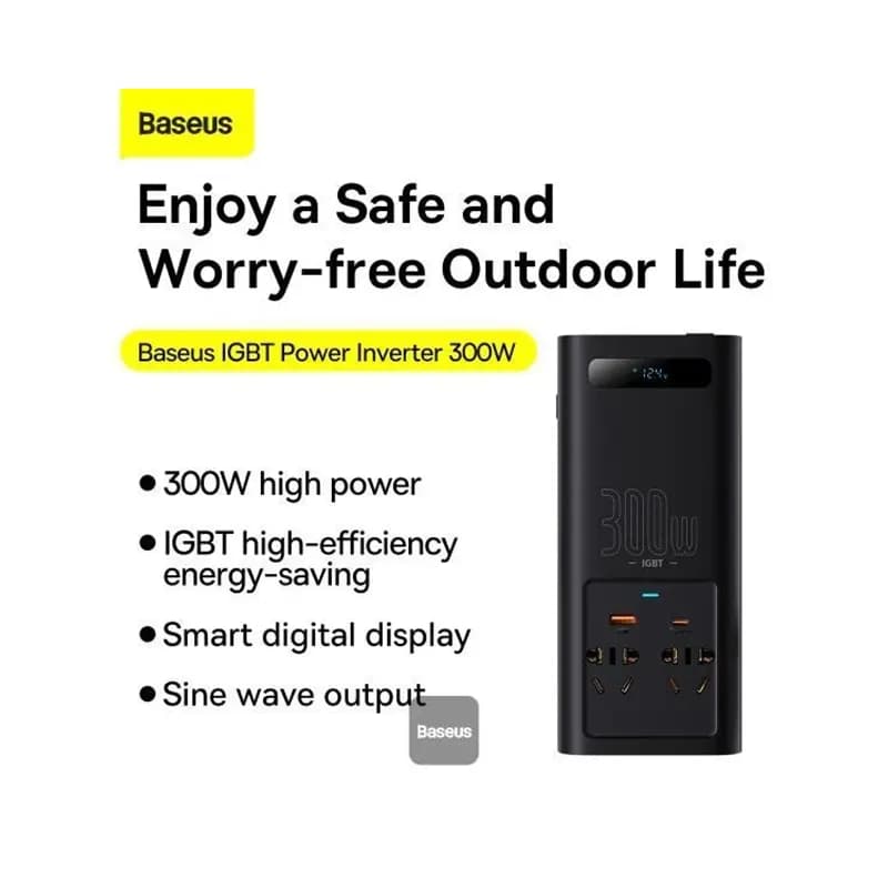 مبدل برق خودرو باسئوس مدل Power Inverter Baseus CGNB010101 300W — تصویر ۴