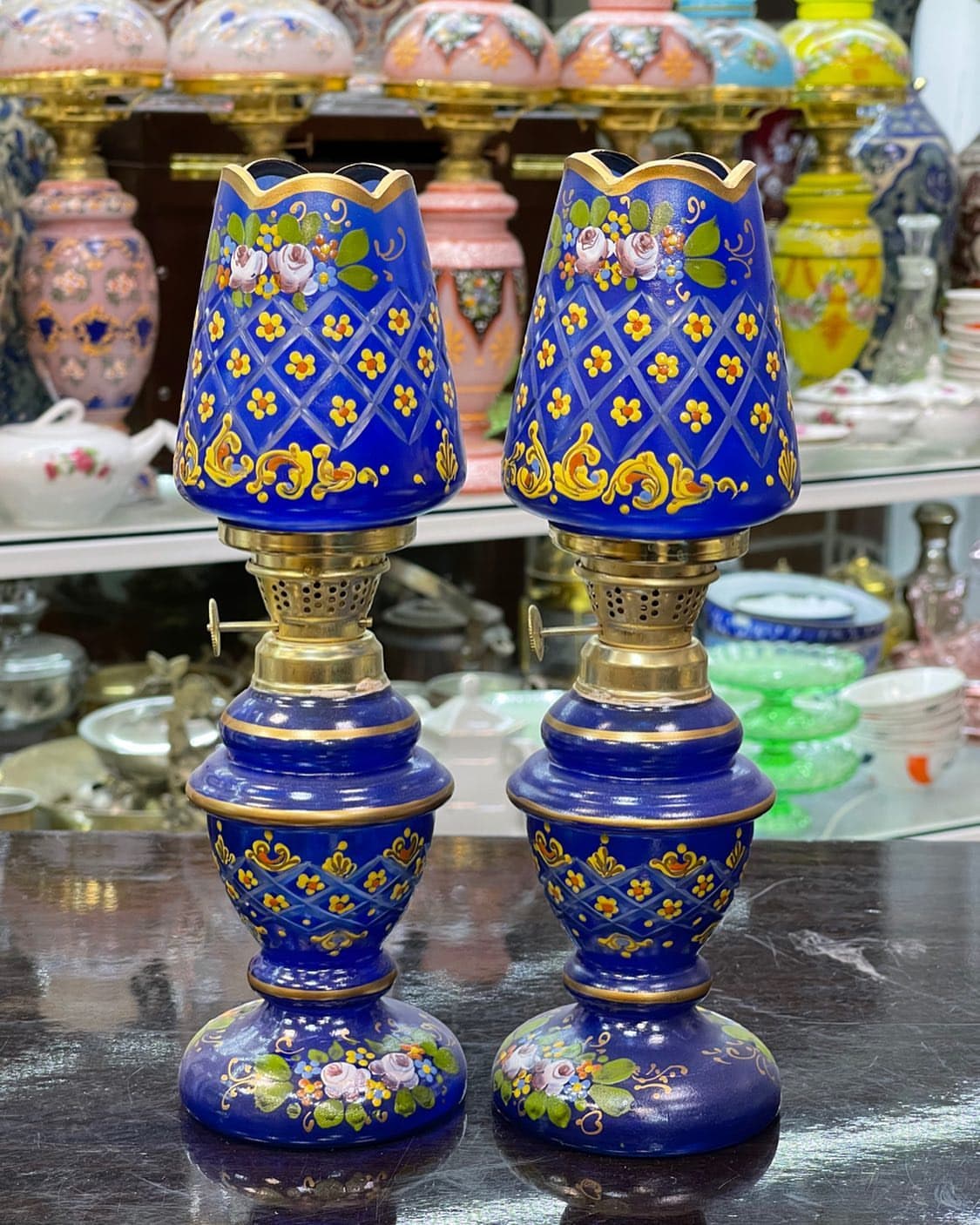 چراغ موشی لاجوردی آنتیک