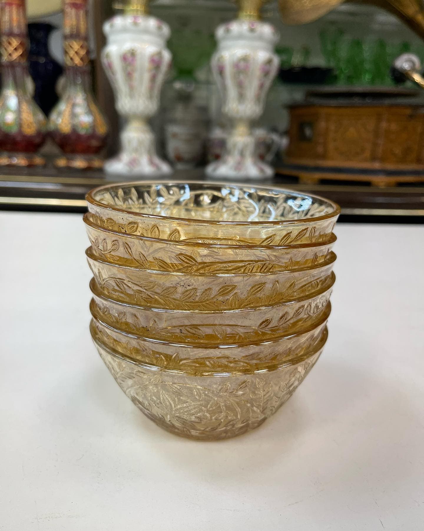 شش عدد پیاله زنگاری طرح قدیم