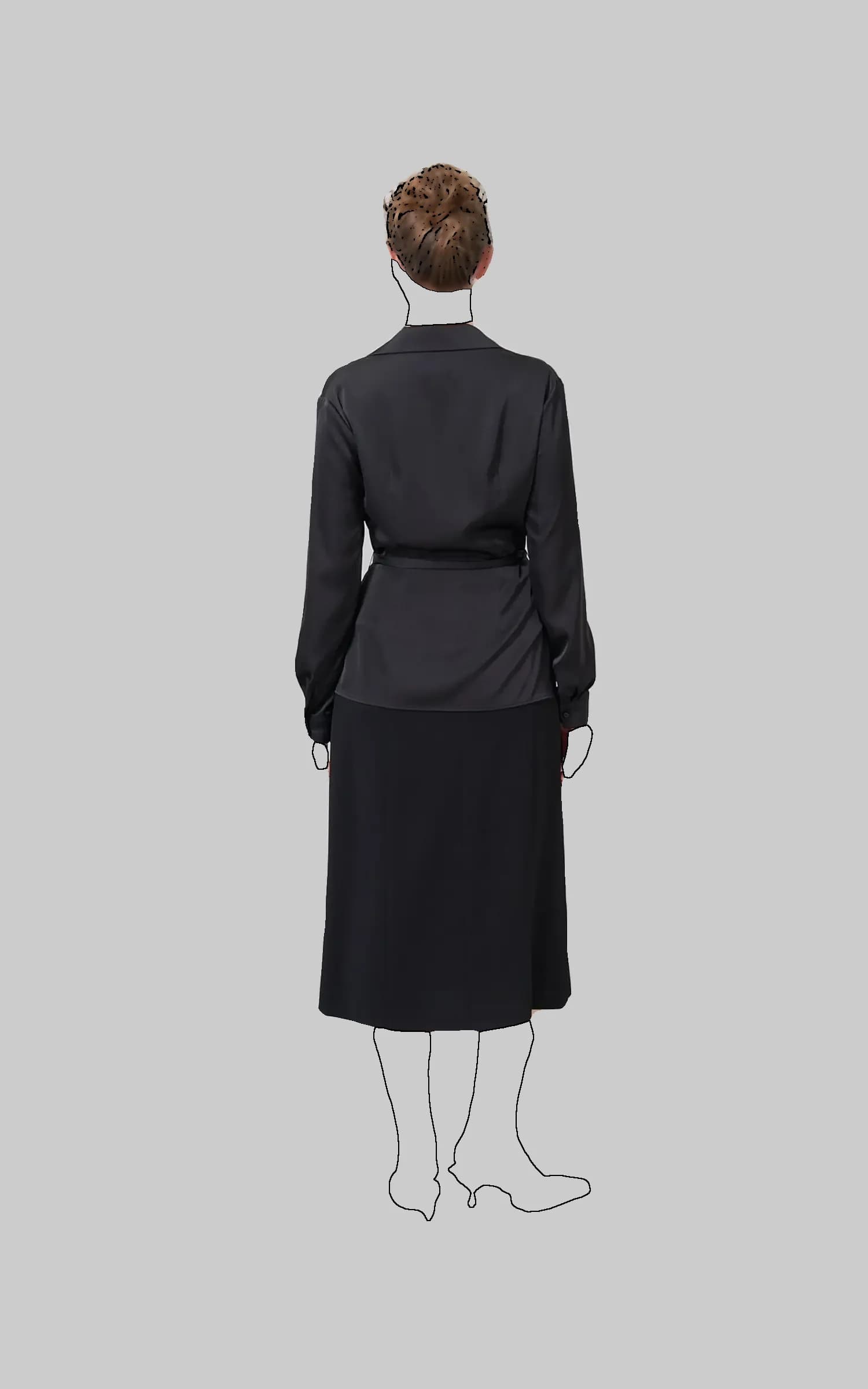 بلوز زنانه یقه انگلیسی چپ‌وراست کمردار ROMAN کد K2513010 — تصویر ۷