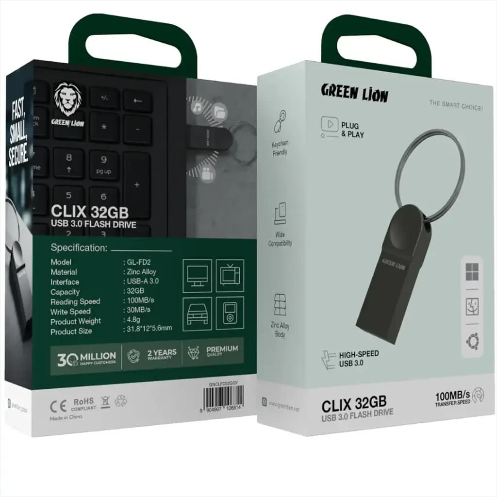فلش مموری گرین لاین Clix USB 3.0 32 گیگ مدل GNCLFD32GBGY — تصویر ۳