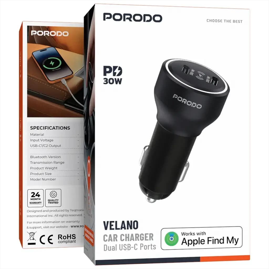 شارژر فندکی Dual USB-C پرودو مدل Velano PDCCR31BK — تصویر ۶