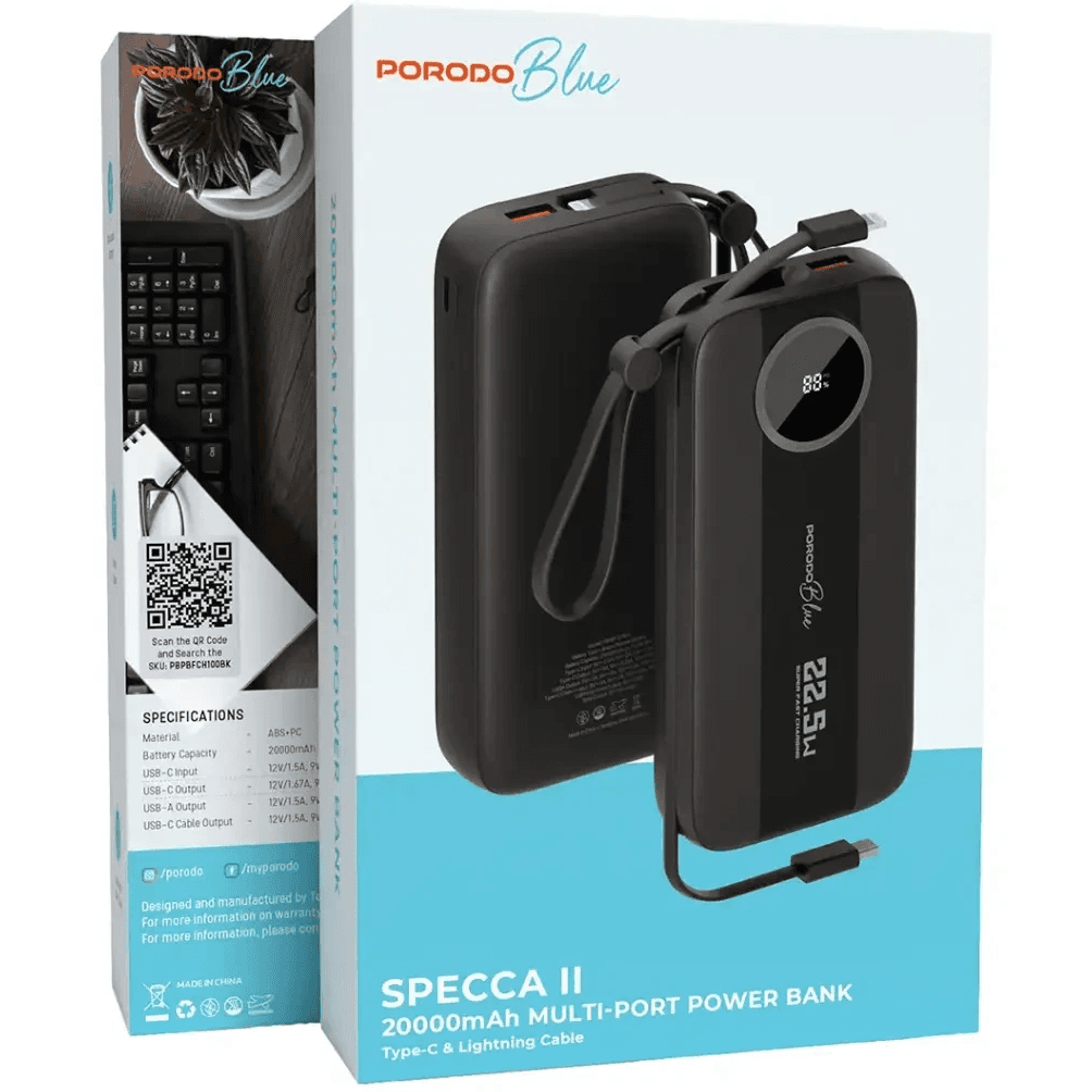 پاوربانک 20000 میلی آمپر پرودو مدل Specca PBPBFCH100BK — تصویر ۴