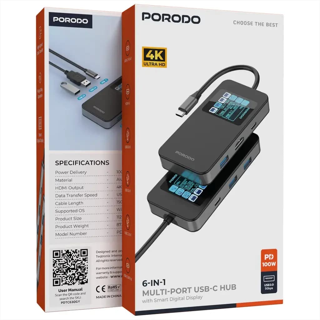 هاب USB-C شش کاره پرودو مدل PDTC630GY — تصویر ۳