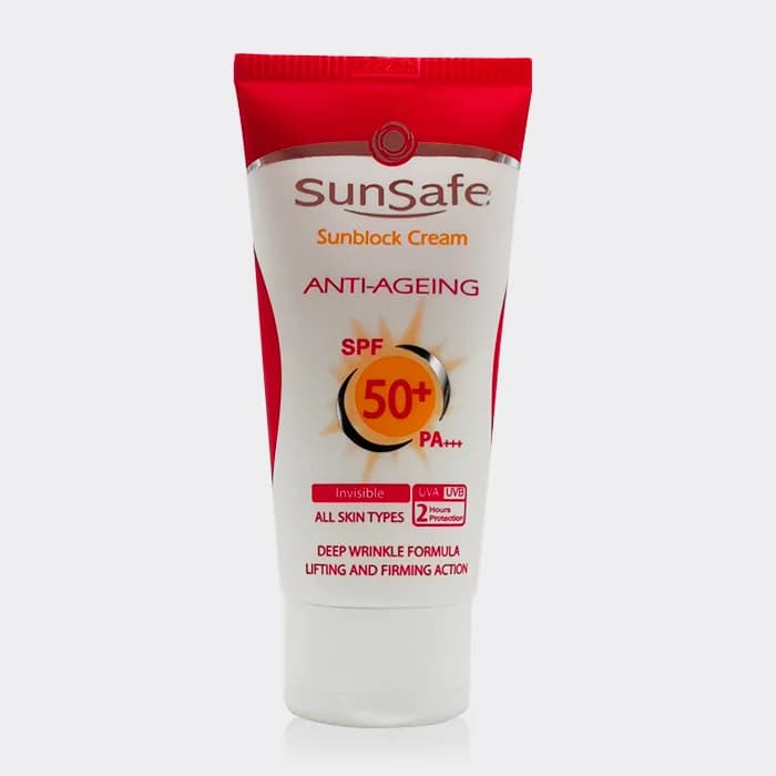 کرم ضد آفتاب ضد چروک رنگی سان سیف Sunsafe Anti Ageing Sunblock Cream 50ml — تصویر ۴