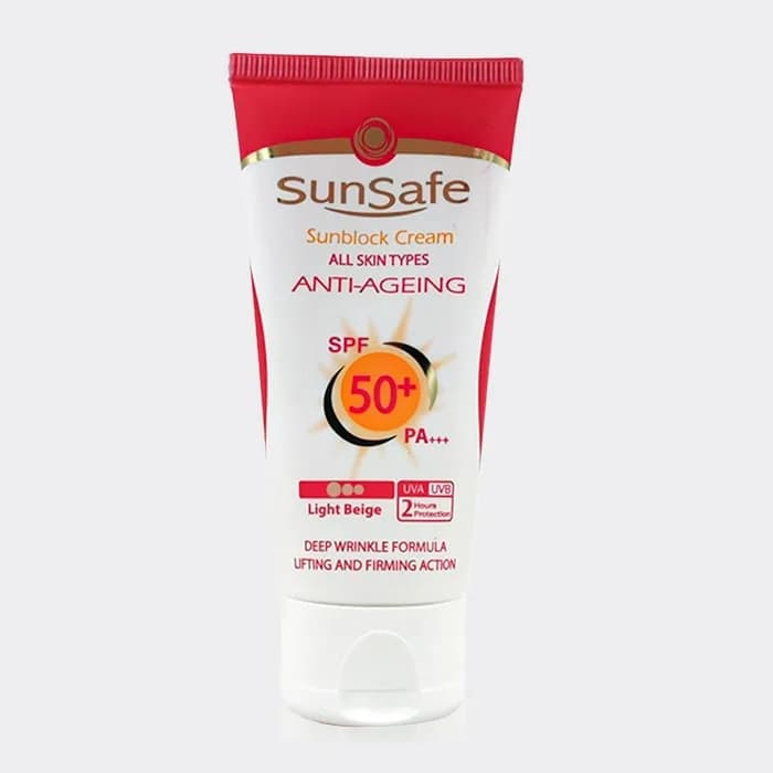 کرم ضد آفتاب ضد چروک رنگی سان سیف Sunsafe Anti Ageing Sunblock Cream 50ml