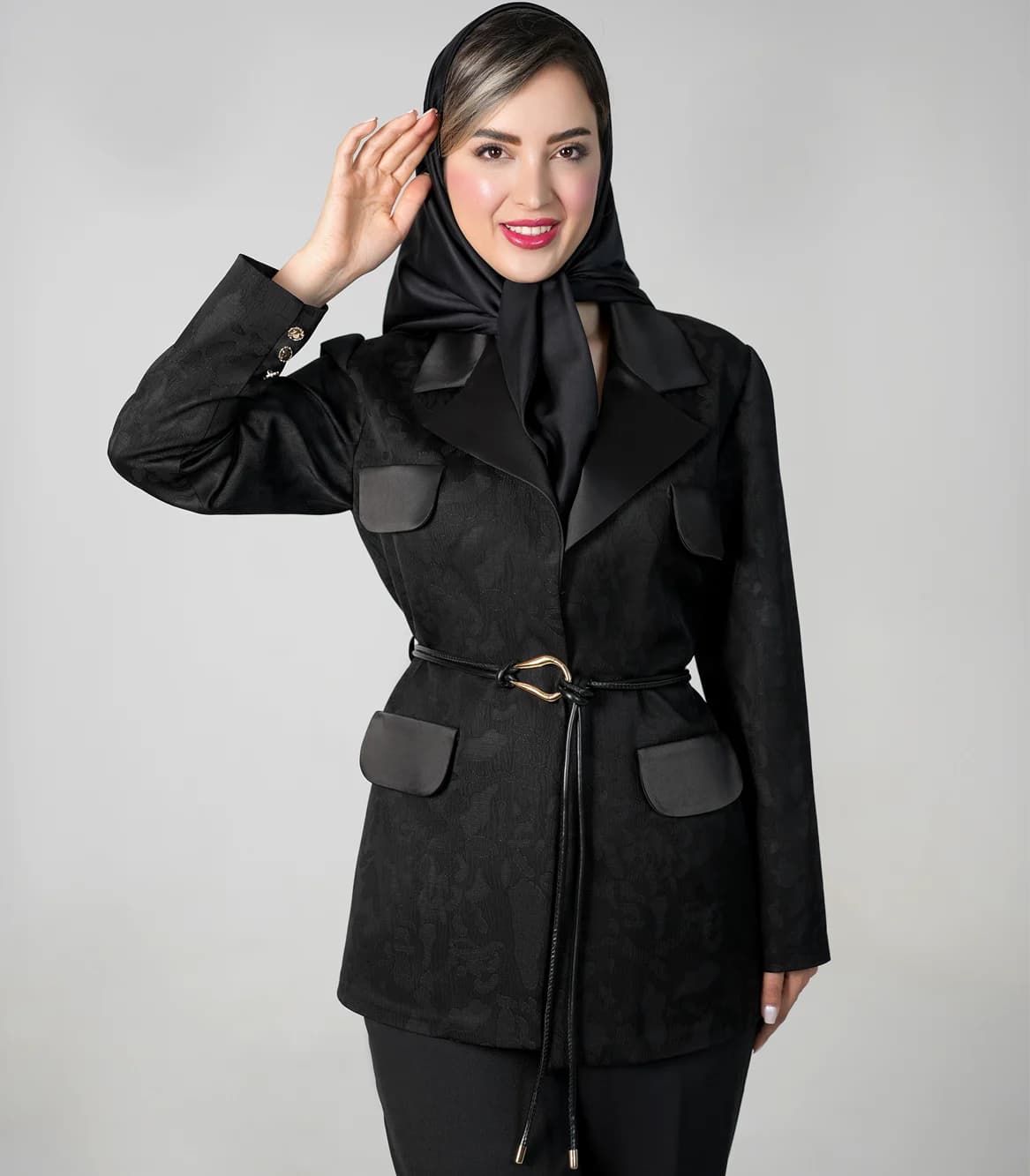 کت ژاکارد کمربندی کد 7 — تصویر ۸