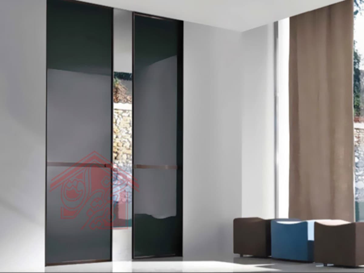مکانیزم دو درب ریلی متقارن برقی مگنتیک سـینکرونایز پاکت دُر پروفیل شیشه ای K095