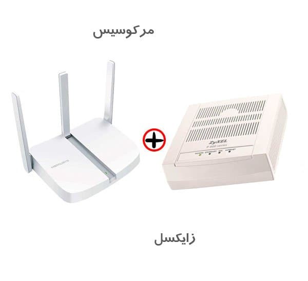 مودم روترADSL2 Plus زایکسل مدل P-650R-T1 بهمراه روتر وایرلس مرکوسیس MW305R
