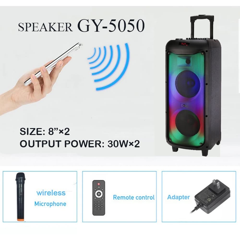 اسپیکر بلوتوث چمدانی قابل حمل GY-5050 — تصویر ۸