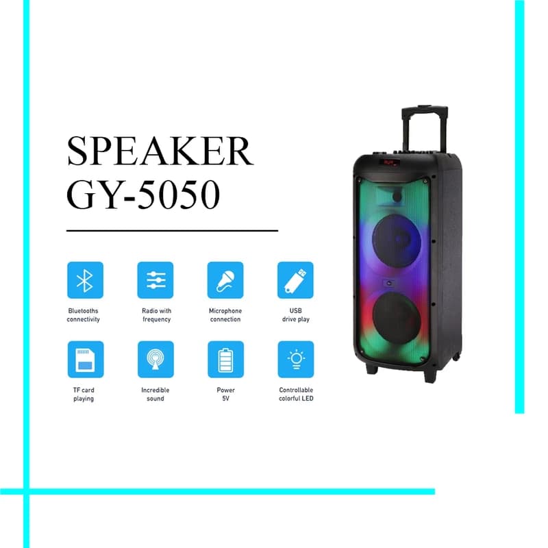 اسپیکر بلوتوث چمدانی قابل حمل GY-5050 — تصویر ۵