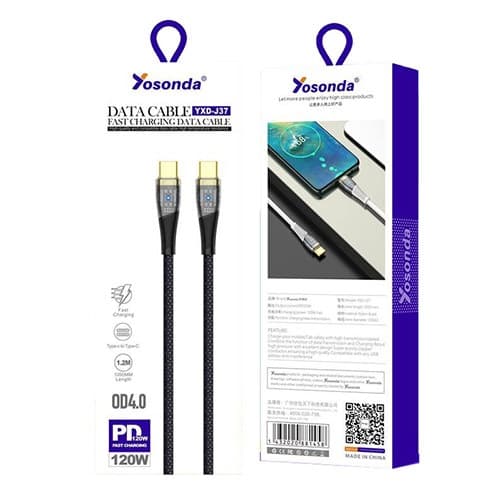 کابل شارژ YOSONDA YXD-J37 120W تایپ سی به تایپ سی — تصویر ۳