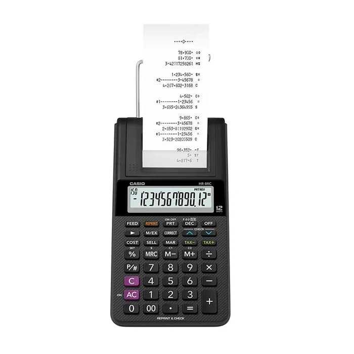 ماشین حساب کاسیو مدل HR-8RC-BK چاپی