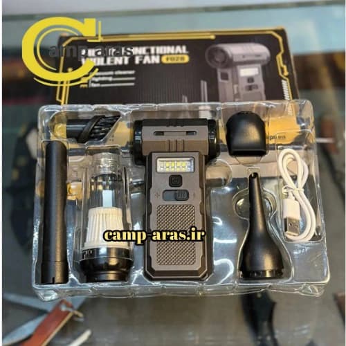 جت فن جارو شارژی دمنده مکنده کد F028 چندکاره چراغ دار — تصویر ۵