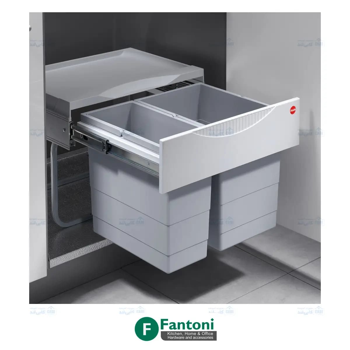 سطل چند منظوره توکار متصل به کف هایلو کد 364470 جهت یونیت عرض 500mm فانتونی Q150
