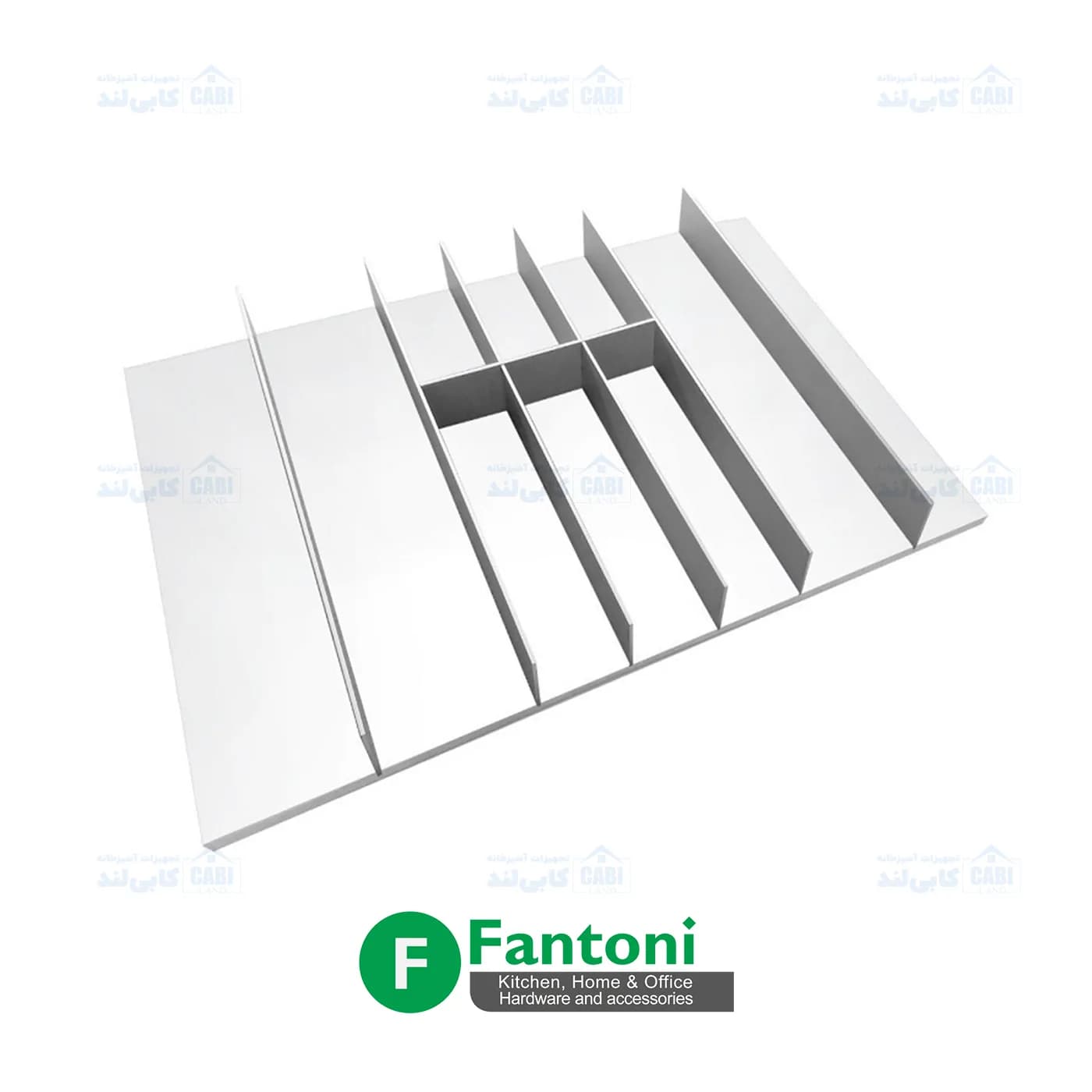 جای قاشق و چنگال رنگ سفید با تقسیم کننده آلومینیومی ثابت ریل اسلیم فانتونی O161 تا O164 — تصویر ۵