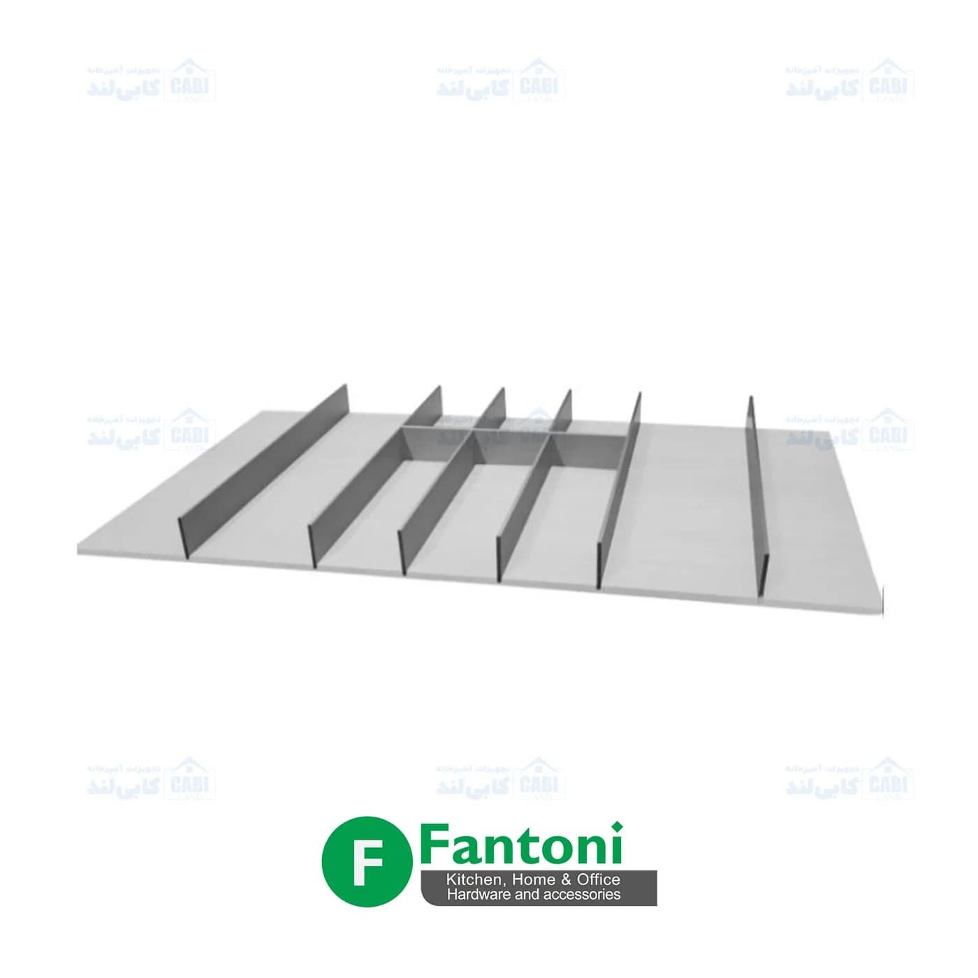 جای قاشق و چنگال رنگ سفید با تقسیم کننده آلومینیومی ثابت ریل اسلیم فانتونی O161 تا O164 — تصویر ۳