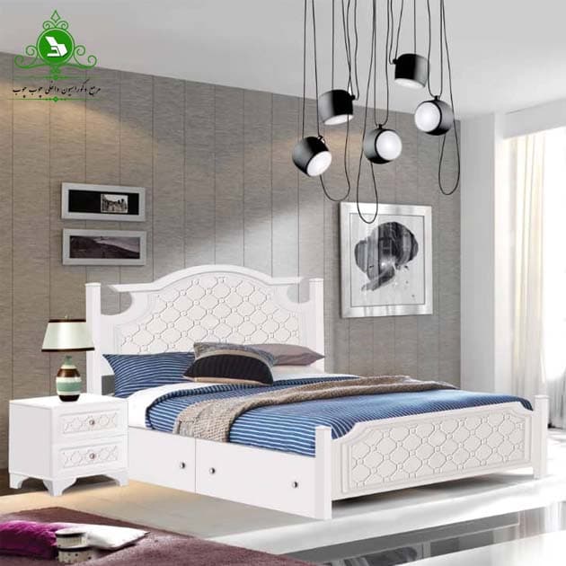 تخت خواب دو نفره MDF وکیوم مدل روژان