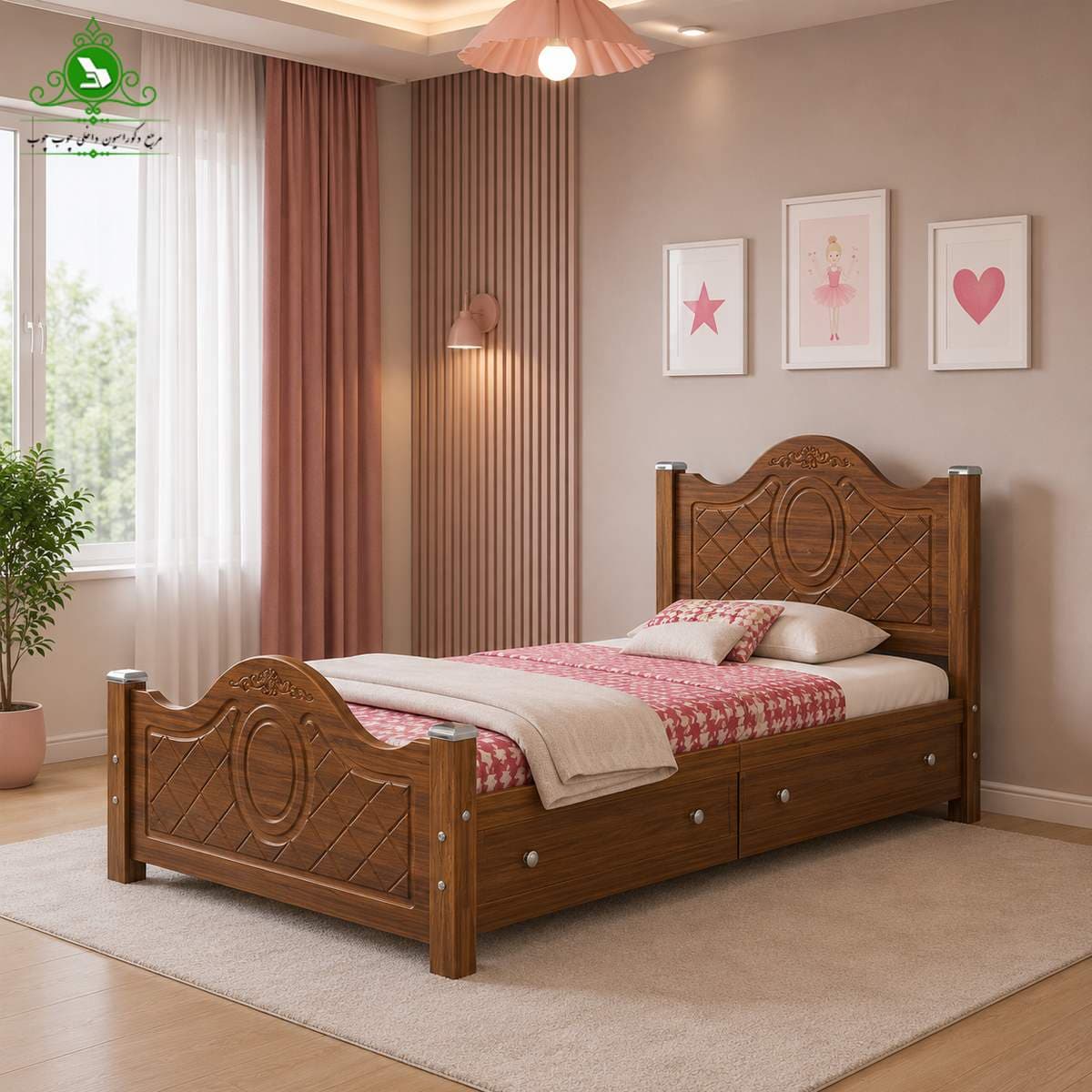 تخت خواب یک نفره MDF وکیوم مدل آرامش