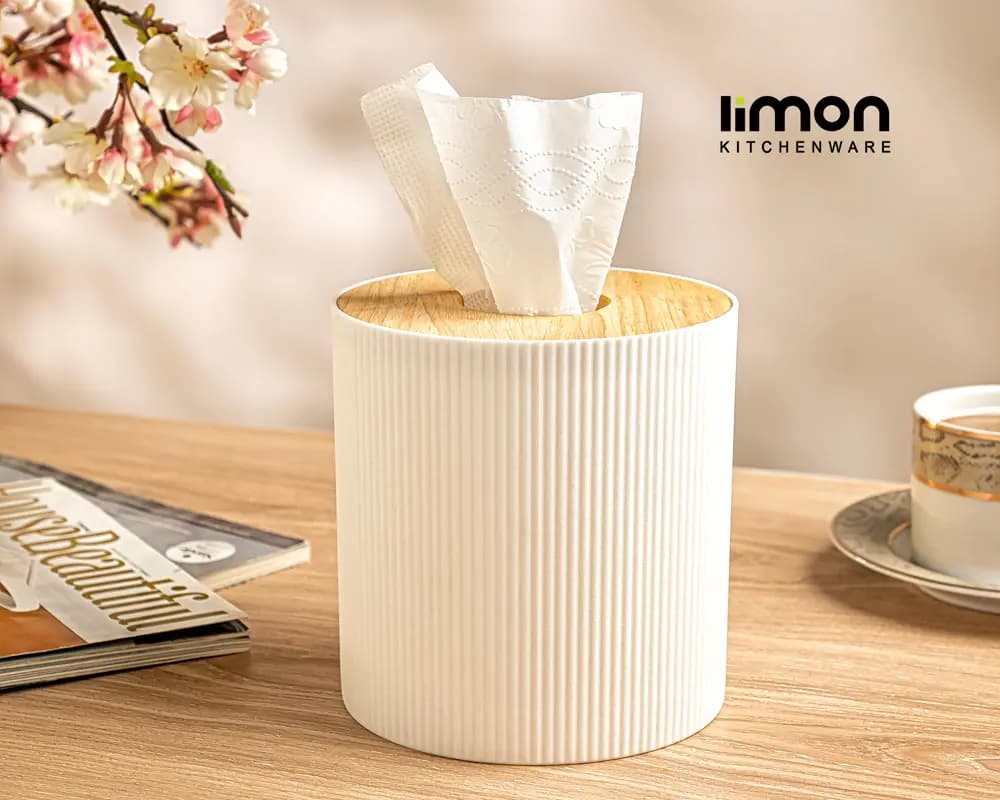 جا دستمال استوانه ای رویه چوبی لیمون کد 2370 — تصویر ۴