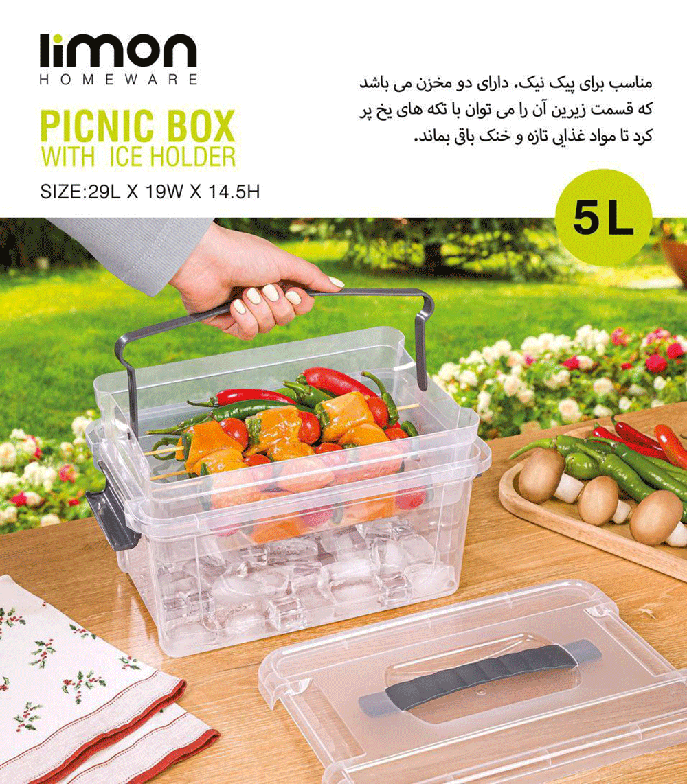باکس مستطیل 5 لیتر با مخزن یخ لیمون کد 2417