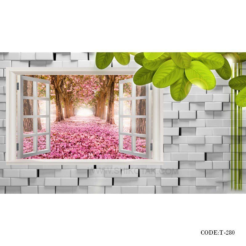 پوستر 3D دیواری پارچه ای طرح پنجره