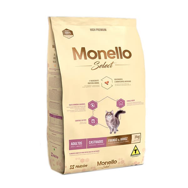غذای گربه عقیم شده با مشکل ادراری سلکت مونلو – Monello Select