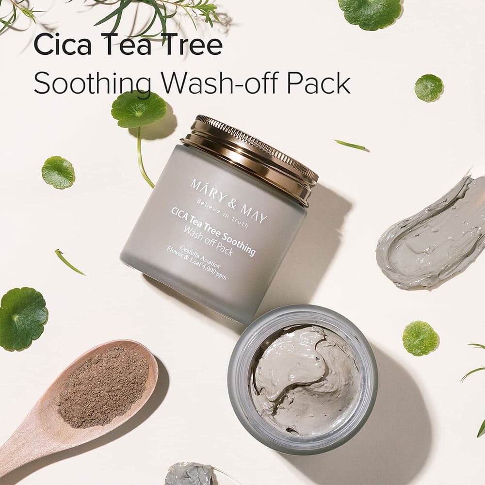 ماسک شستشوی تسکین دهنده و پاک کننده سیکا و تی تری مری اند می Mary & May Vegan CICA Tea Tree Soothing Wash off Pack — تصویر ۱۲