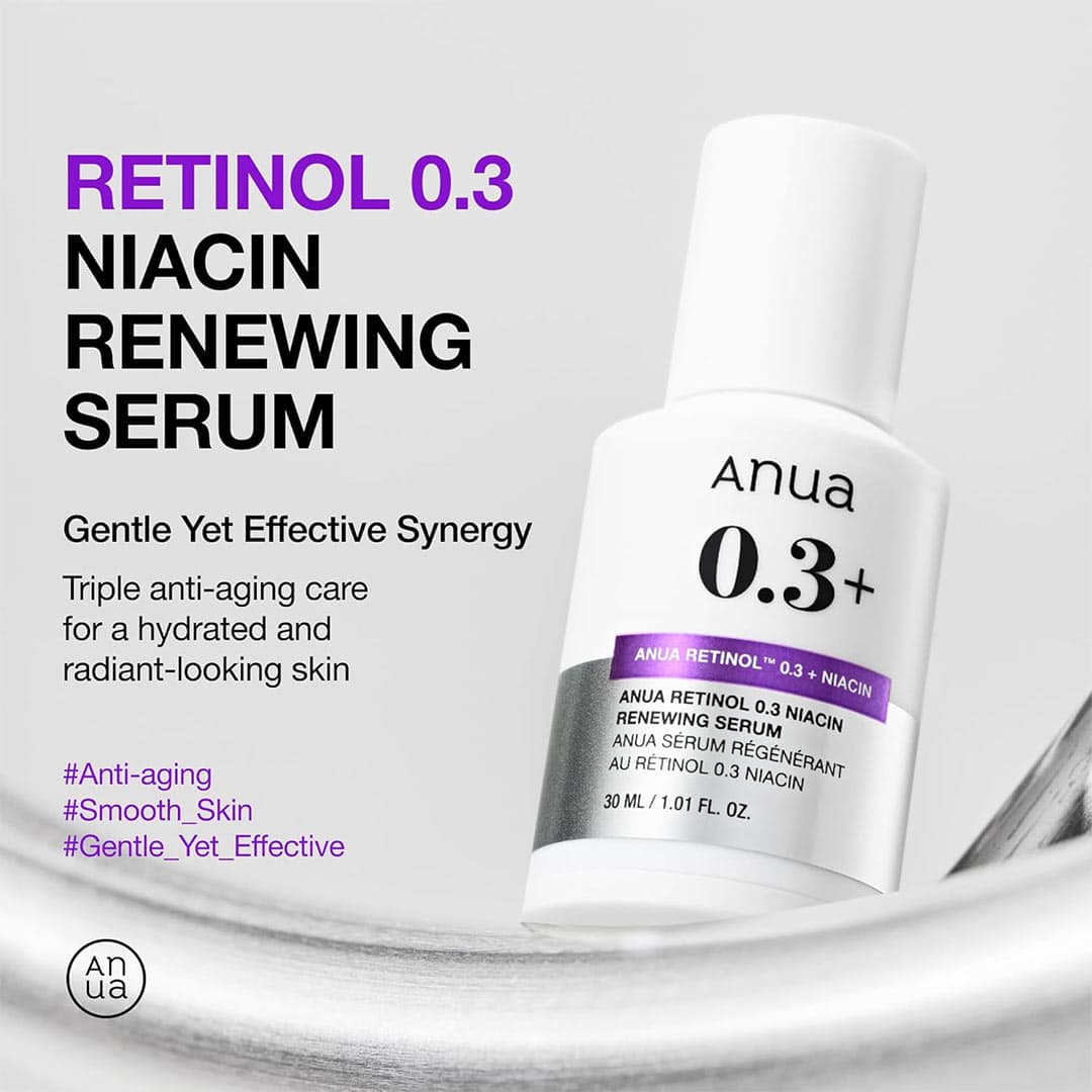 سرم ضد چروک و روشن کننده نانو رتینول 0.3 درصد و نیاسین آنوا Anua Nano Retinol 0.3 % + Niacin Renewing Serum — تصویر ۶