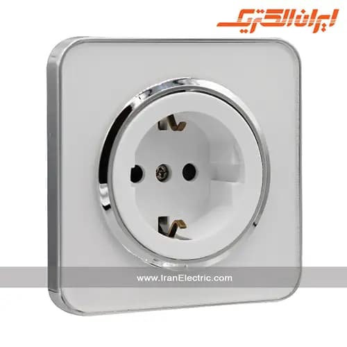 پریز برق ارت سرامیک اسپیناس سیلور زه سفید میان سفید