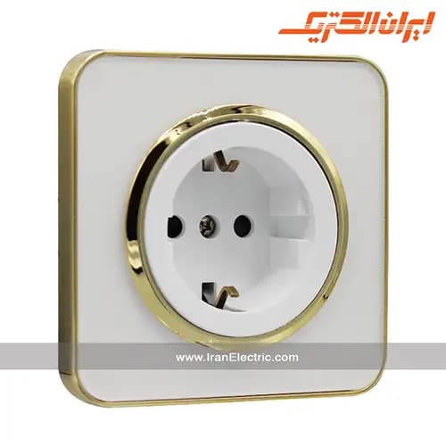 پریز برق ارت‌دار اسپیناس طلایی زه سفید میان سفید — تصویر ۶