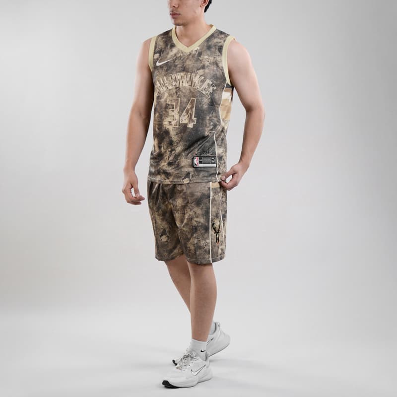 ست رکابی و شلوارک بسکتبالی میلواکی باکس مدل Nike-DRI FIT-5B064 خاکی — تصویر ۴