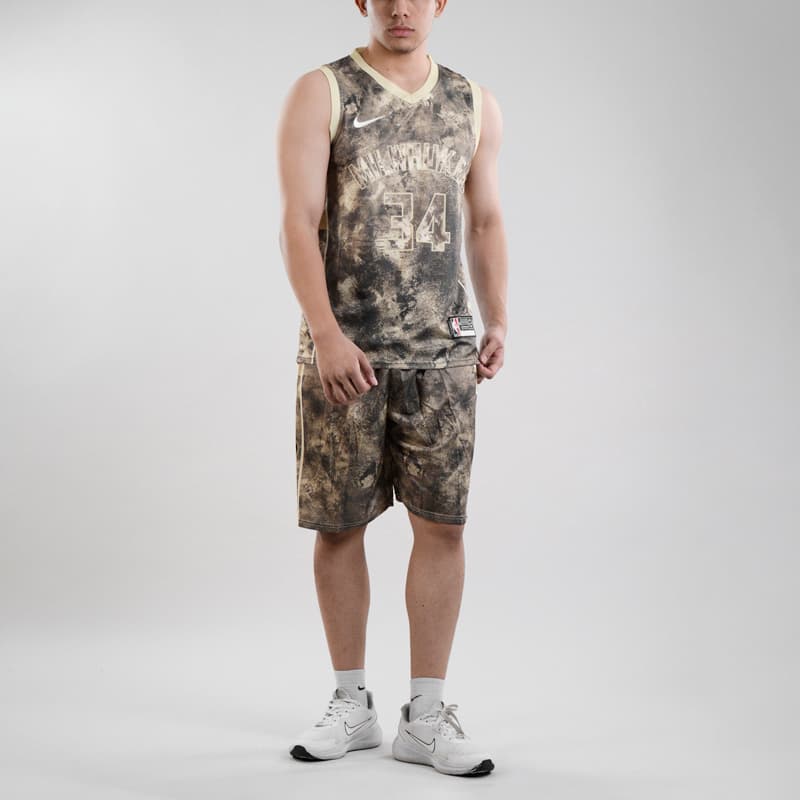 ست رکابی و شلوارک بسکتبالی میلواکی باکس مدل Nike-DRI FIT-5B064 خاکی — تصویر ۳