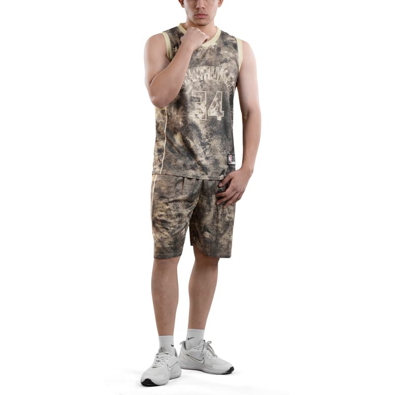 ست رکابی و شلوارک بسکتبالی میلواکی باکس مدل Nike-DRI FIT-5B064 خاکی — تصویر ۲