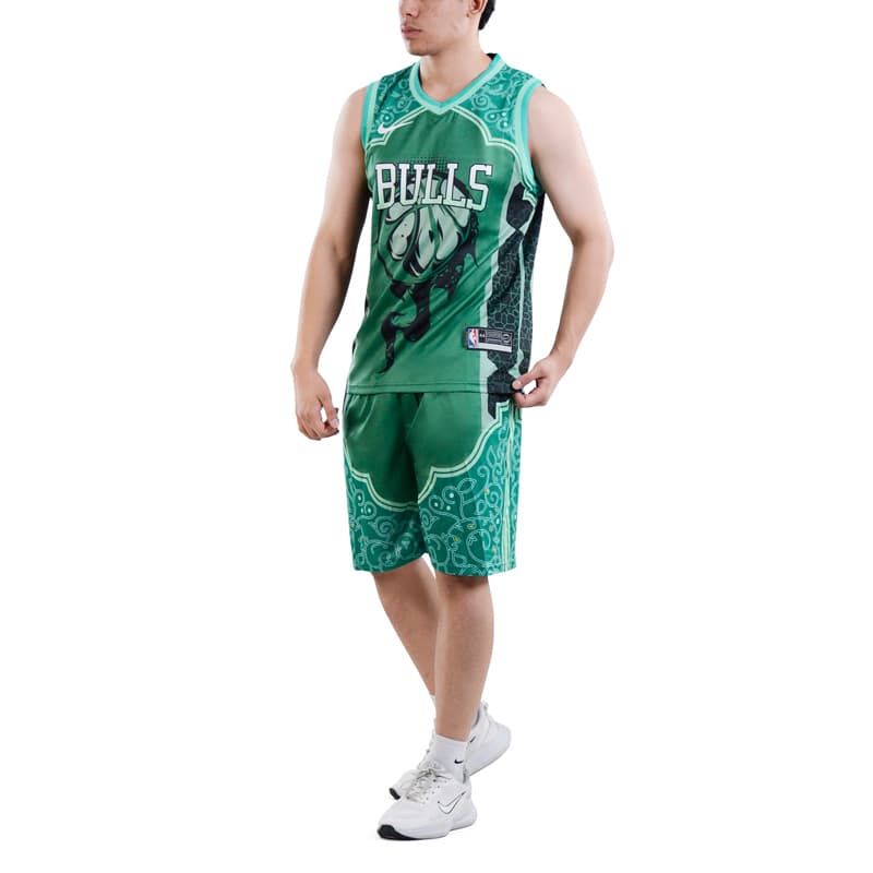 ست رکابی و شلوارک بسکتبالی شیکاگو بولز مدل Nike-DRI FIT-5B104 سبز