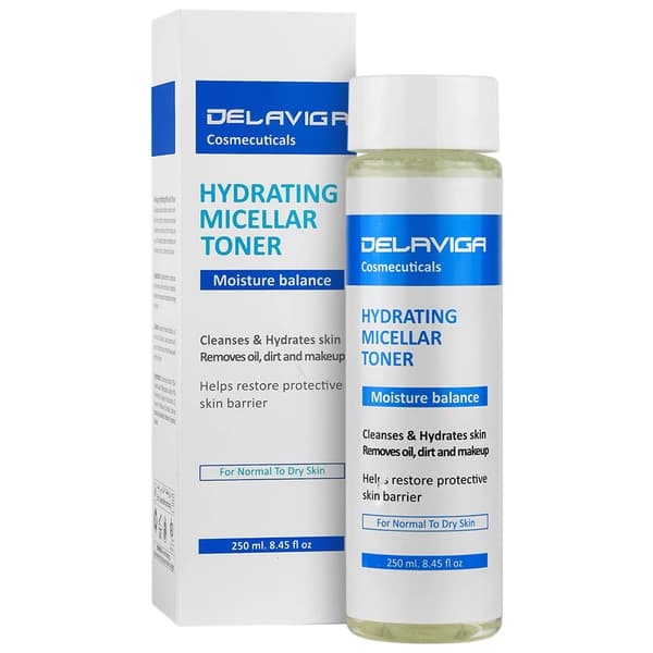 تونر پاک کننده مناسب پوست خشک دلاویگا 250ml — تصویر ۲