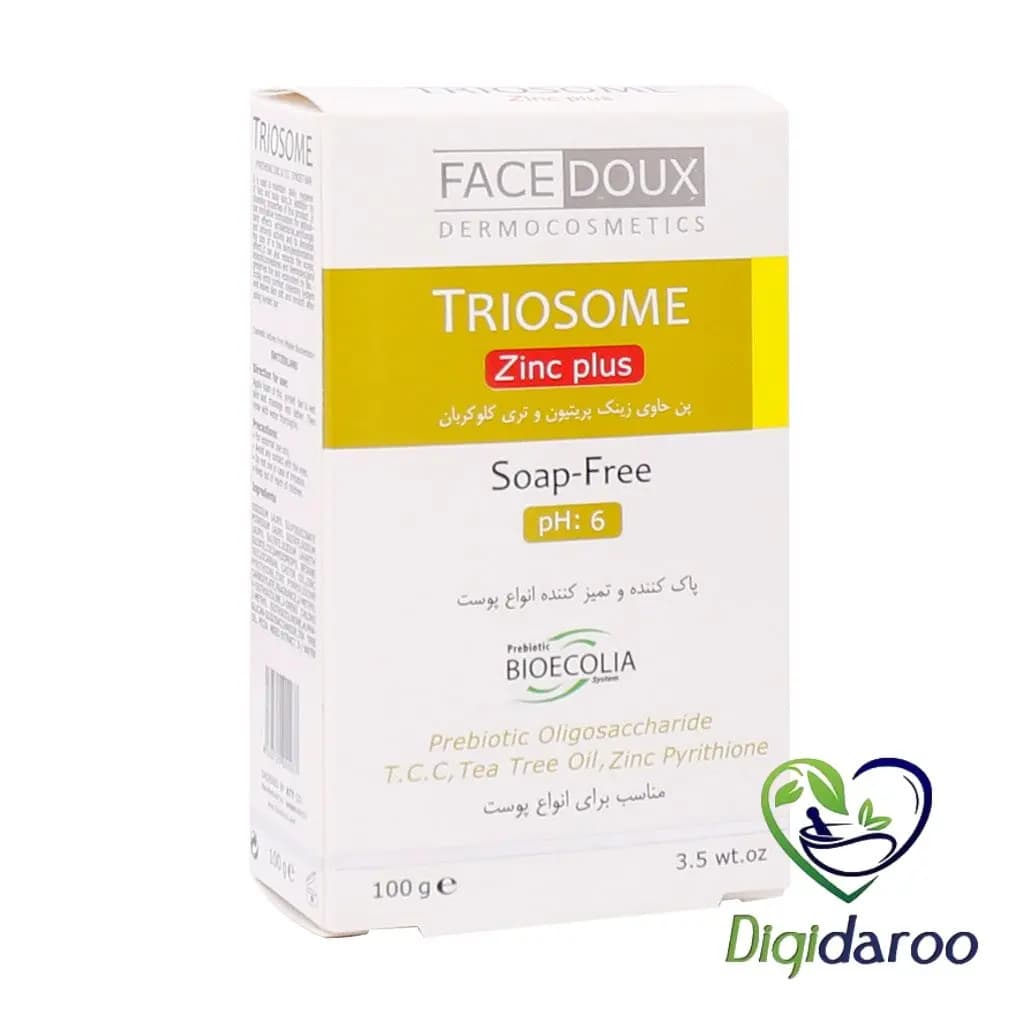 پن آنتی باکتریال تریوزوم زینک پلاس (TRIOSOME Zinc Plus) فیس دوکس 100 گرمی — تصویر ۲
