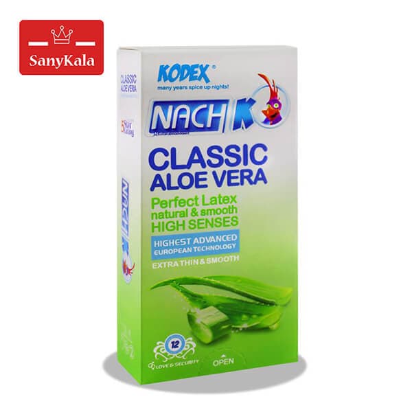 کاندوم کدکس مدل Classic Aloevera بسته 12 عددی