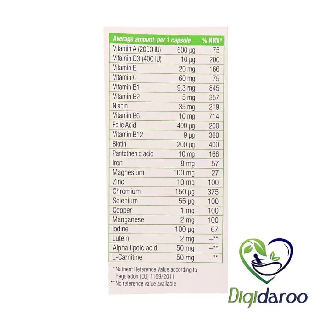 کپسول مولتی ویتامین افراد دیابتی آپوویتال 30 عددی — تصویر ۳