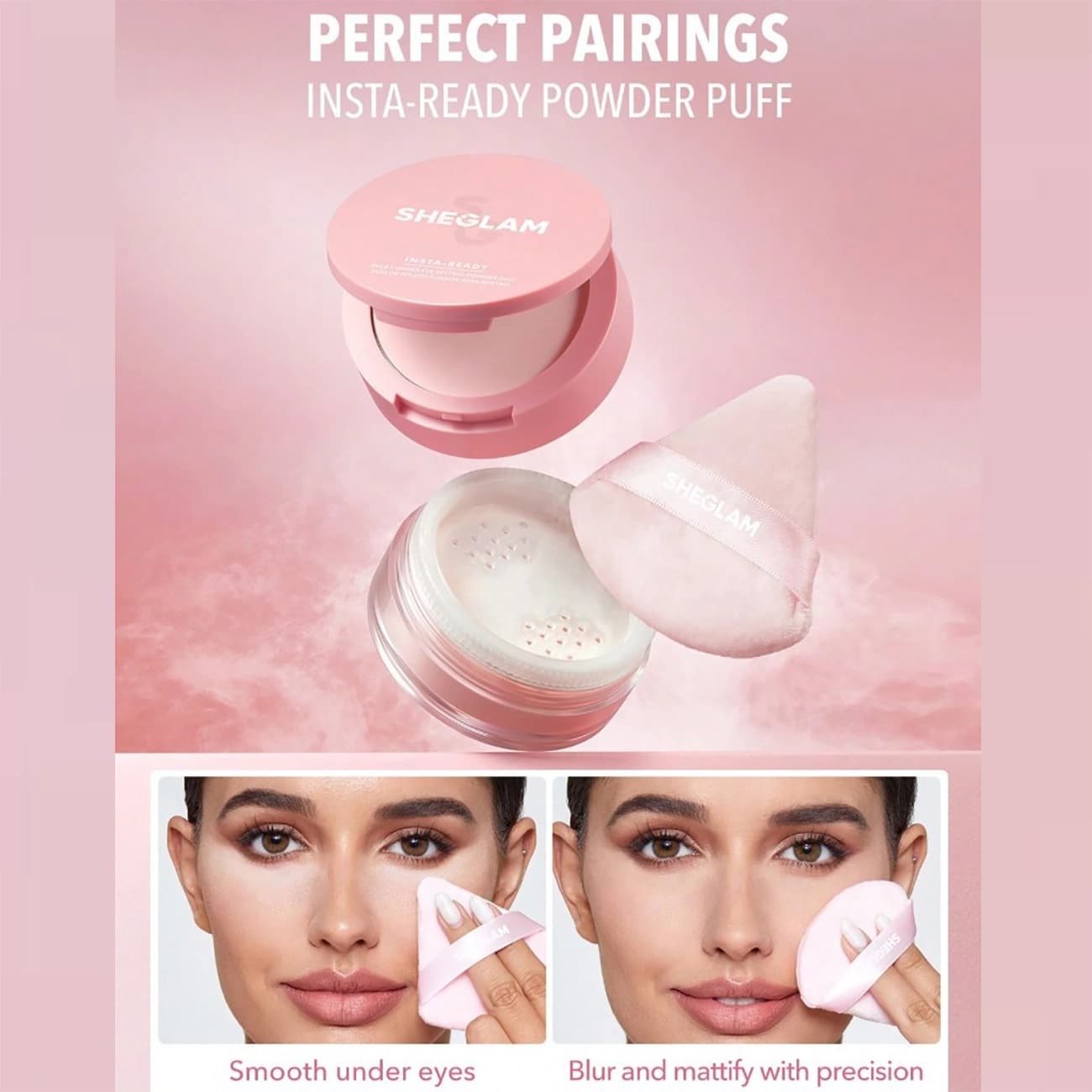 پد پودر آرایشی شیگلم Sheglam اصل مدل Insta-Ready Powder Puff پک 3 عددی — تصویر ۹