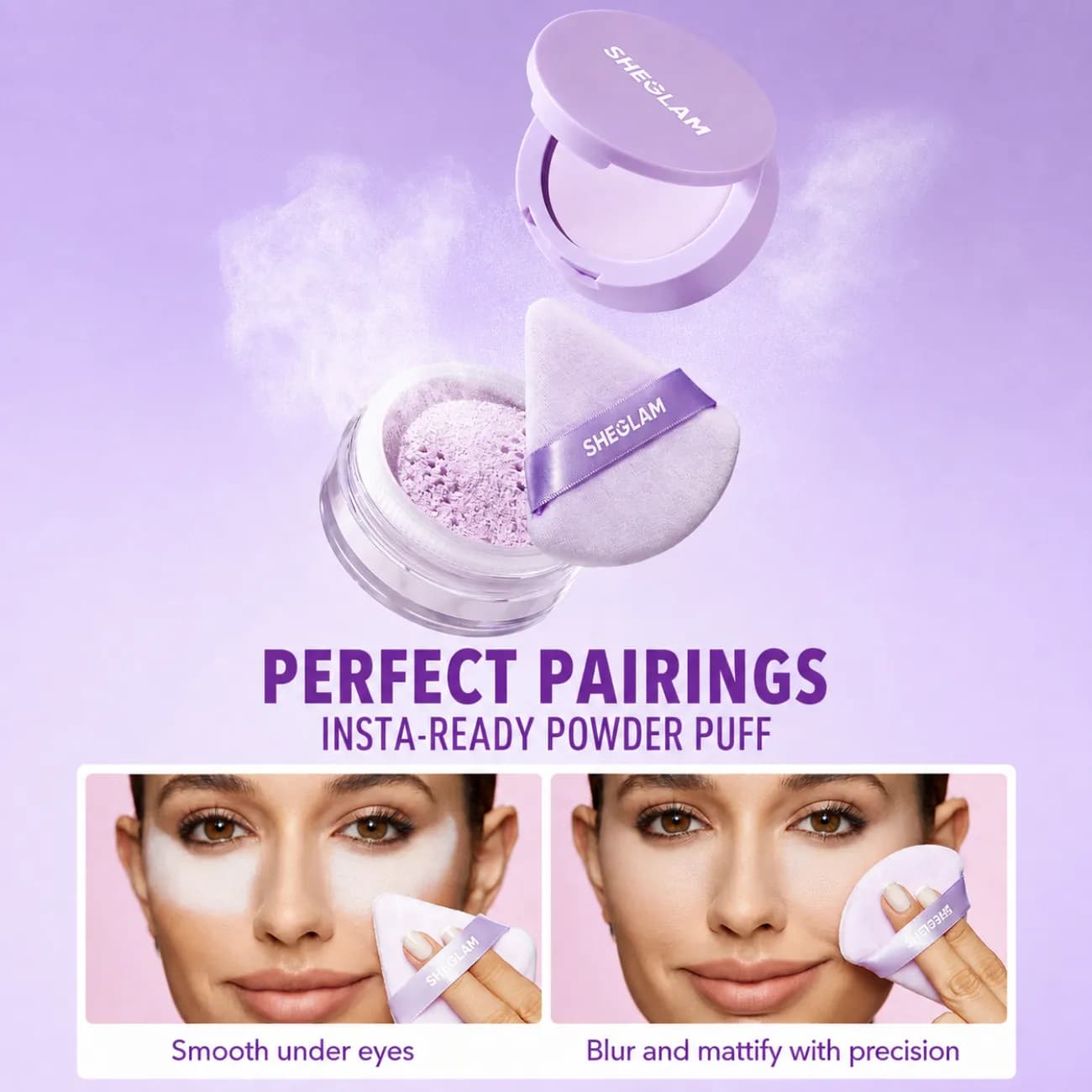 پد پودر آرایشی شیگلم Sheglam اصل مدل Insta-Ready Powder Puff پک 3 عددی — تصویر ۸