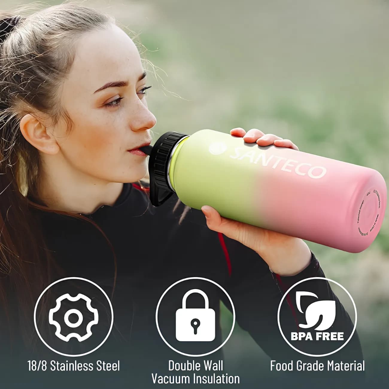 قمقمه ورزشی سانتکو SANTECO مدل HD-1100-HB-1 ظرفیت 1100 میلی لیتر — تصویر ۶