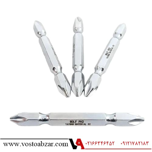 نوک پیچ گوشتی دو سر چهارسو ولف سایز 6.5 سانت