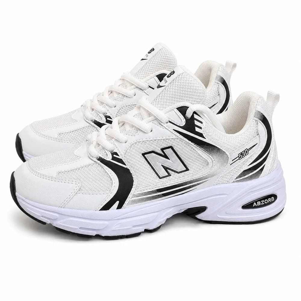 کتانی اسپرت ست زنانه ومردانه رانینگ مدل نیوبالانس530(newbalance)|37-44|رانینگ|سفید-مشکی|کف دوخت — تصویر ۴